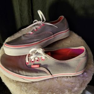 EUC Vans TC7H Gray and Pink Lowtop Canvas Skate Shoes